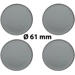 4 x Ø 61 mm Polymere Aufkleber / Metall-Optik / Nabenkappen, Felgendeckel