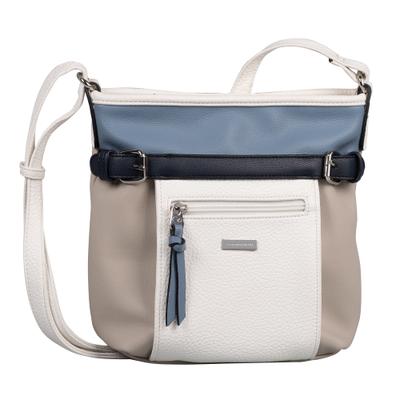 Umhängetasche TOM TAILOR "Juna", Damen, Gr. B/H/T: 26cm x 25cm x 7,5cm, blau, Lederimitat, gepflegt, kontrastfarbene Details, mehrfarbig, Taschen Umhängetasche, Damen Handtasche, Schultertasche mit glänzenden Metall-Accessoires