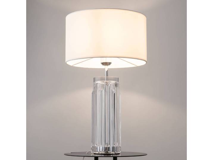 Lampe de table Muse Ø 32cm Blanc/Argenté Coton E27