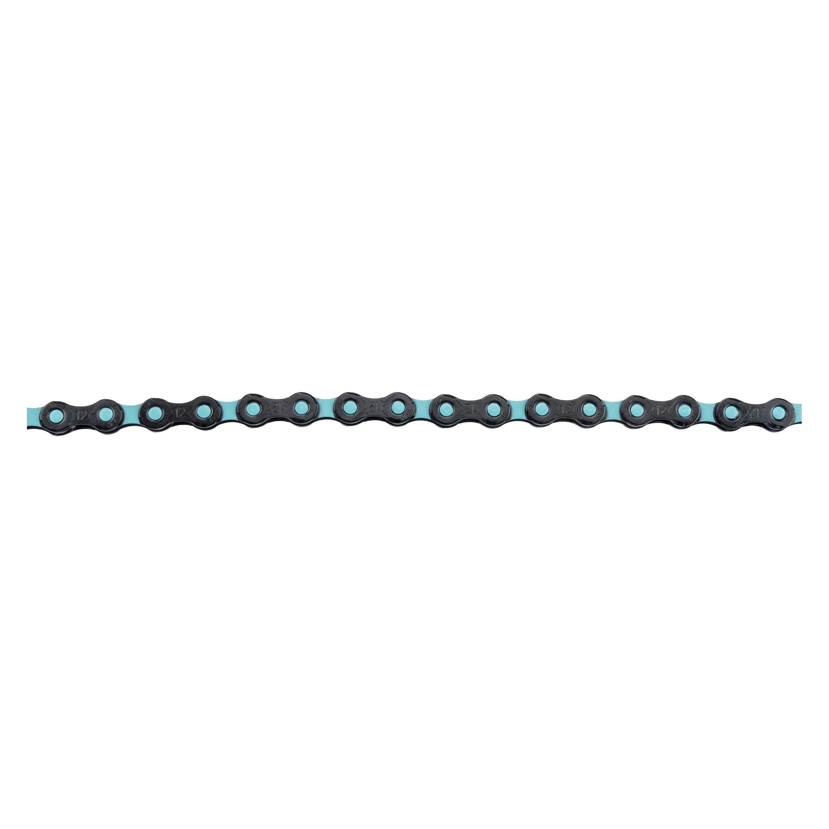 KMC Ketting 1/2-11/128 118 12V DLC 12 zwart/celeste (12-fach) (13035071)