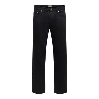 Straight-Jeans ONLY & SONS "ONSEDGE STRAIGHT BOX PIM DNM CIFF", Herren, Gr. 28, Länge 30, schwarz (washed schwarz), Denim/Jeans, Obermaterial: 100% Baumwolle, clean, straight fit lang, Jeans Straight-Jeans, Baumwolle, straight fit