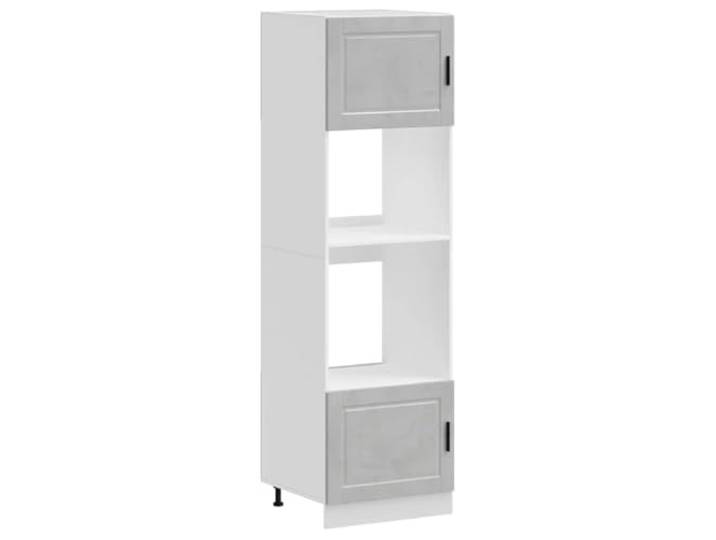 fsahslih Herdumbauschrank 2 STK. Betongrau Holzwerkstoff 60x57x207 cm Praktischer Küchenumbauschrank für Backofen und Mikrowelle mit höhenverstellbaren Füßen in moderner Betongrau-Optik.