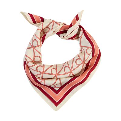 Bandana CALVIN KLEIN "EMBLEM AOP PRINTED BANDANA", Damen, rot (sunfruit fun), Web, Viskosemischung, gemustert, Modetücher, Regular fit mit Muster