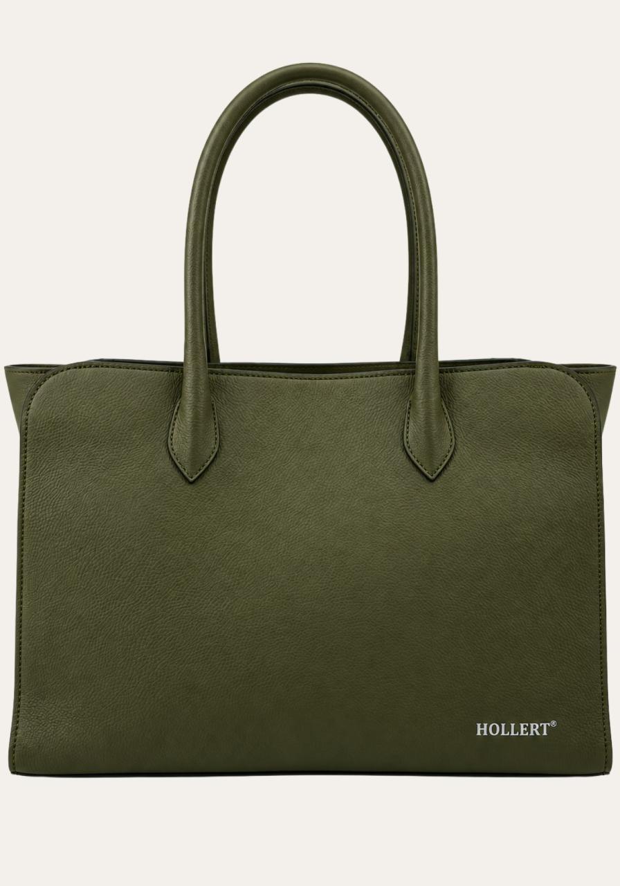 Ledertasche in Olivgrün - Stilvolle Henkeltasche mit edler Lederstruktur -