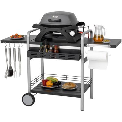 Servierwagen TEPRO "Universall BBQ table", silber (schwarz, silberfarben), B:150,5cm H:97,5cm T:59,5cm, Stahl, Rollwagen, Servierwagen