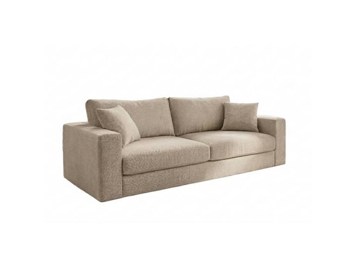 Kawola Sofa Amina Cremeweiß Flachgewebe, Buchenholz, Nachbildung,Buche, Füllung: Schaumstoff, 228x82x101 cm, Wohnzimmer, Sofas & Couches