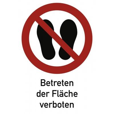 Betreten der Fläche verboten ISO 7010, Kombischild, Folie, 131x185 mm