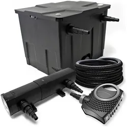 Wiltec, Brunnen + Gartenteich, Filter Set Bio Teichfilter 12000l 18W UVC Klärer SuperEco Pumpe Schlauch 012