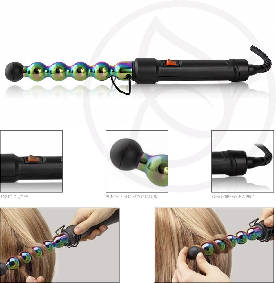 Melcap Piastra Ferro Arricciacapelli 25 mm Metal Ball Antistatico per Boccoli e Onde
