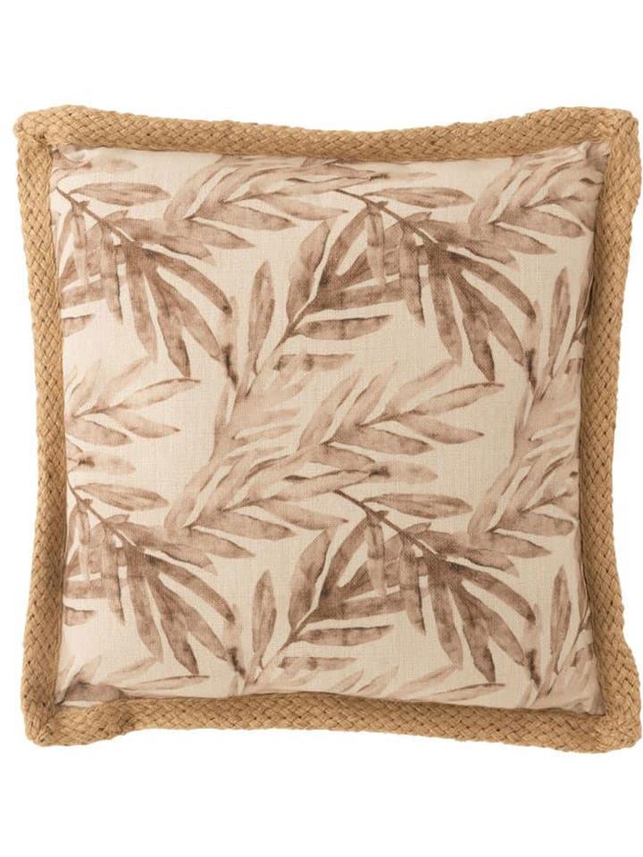 J Line Kissen "Blatt" in Beige/ Lila - (L)49 x (B)49 cm - onesize