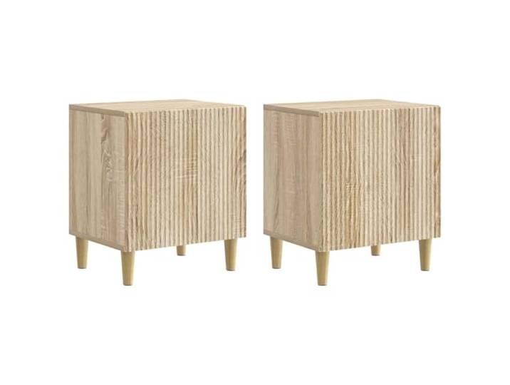 Coespram Nachttisch 2er Set Sonoma-Eiche 43x34,5x50 cm Holzwerkstoff Stilvoller Beistelltisch fürs Schlafzimmer mit praktischem Ablagefach und Tür für Bücher und persönliche Dinge.
