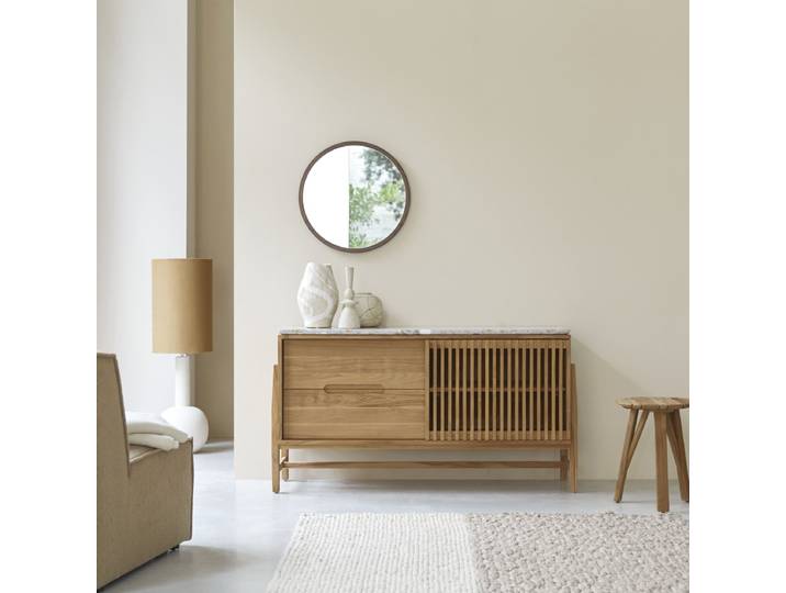 Sideboard Isaure aus massivem Teakholz und Premium-Terrazzo 140 cm - Natur