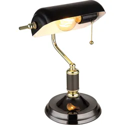 LED Bankerlampe Tischleuchte anthrazit gold Leselampe Schreibtischleuchte Wohnzimmerlampe, 1x E27 LED warmweiß, LxBxH 26,5x18x 34 cm