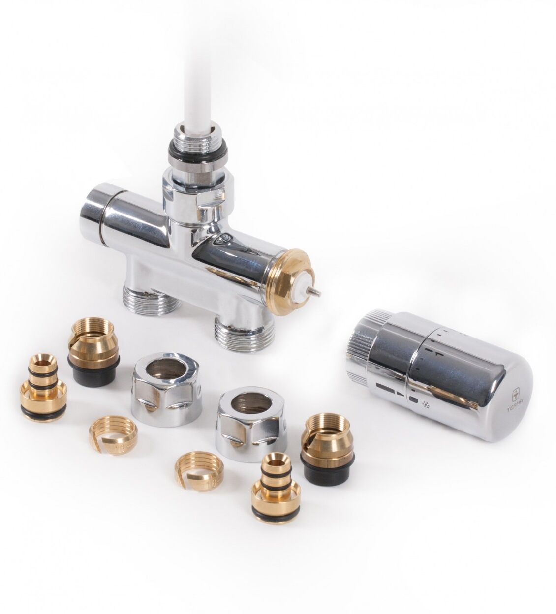 "Terma Set Lanzen-Thermostat-Verbunddurchgangsventil 50mm CYLINDER GZ 1/2""-Ø16x2, Ø15 , WRZT5G7-CR,  WRZT5G7-CR"