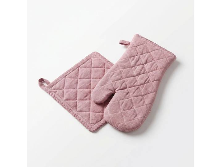Topfhandschuhe HOME AFFAIRE Handschuh & Topflappen Set Rose , rosa, B:20cm L:20cm, Baumwolle, Topflappen, Topfhandschuhe