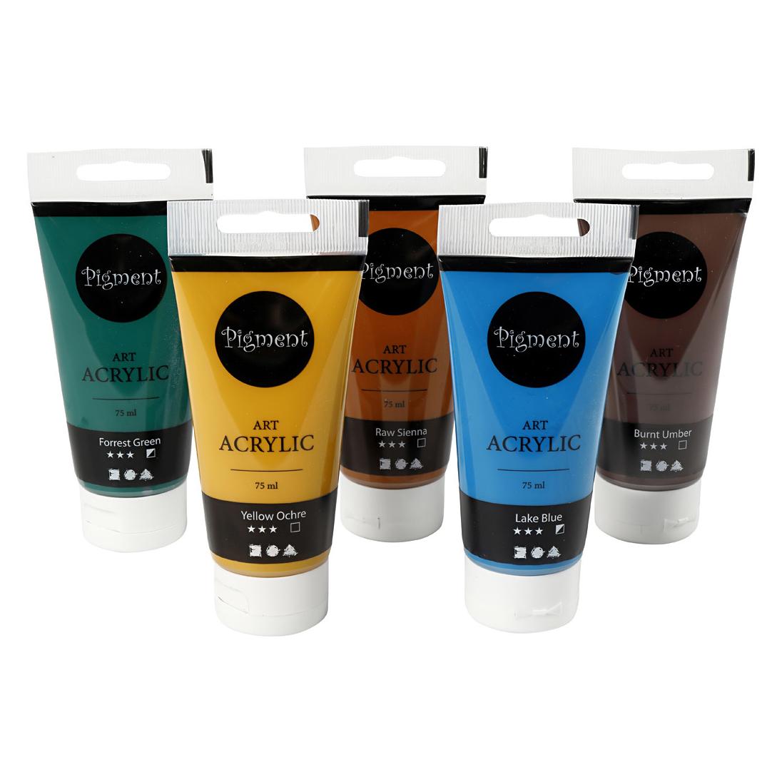 Creativ Company Pigment Art Acrylverf Natuurlijke Kleuren, 5x75ml (75 ml) (5712854406048)