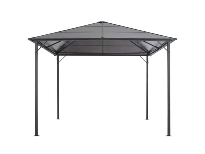 Aluminium-Pavillon, Dach aus Polycarbonat, 6 mm, 3 x 3 m, antracit, mit Struktur aus Aluminium, rostfrei, Polycarbonat-Platten UV-beständig, Haken im Lieferumfang enthalten