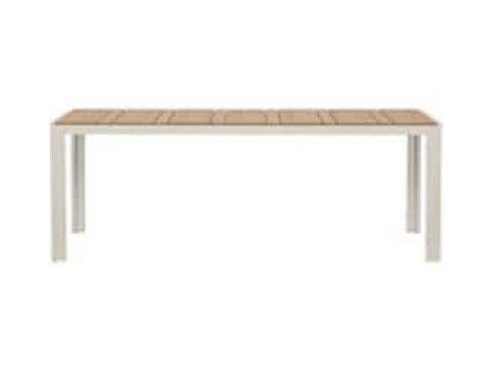 Gartentisch SCHOU Noah 205 x 90cm , beige (grau), B:205cm T:90cm, Tische, Gartentisch, Robuster Gartentisch mit Metallgestell und Teakholztischplatte