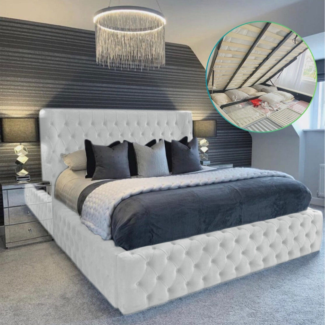 Canora Grey Aliyannah Upholstered Ottoman Storage Bed Ice Double (4'6)