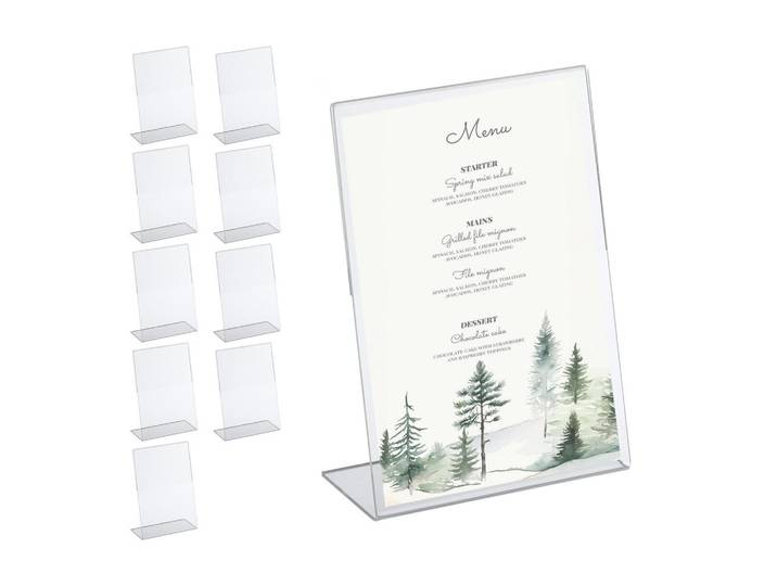 Relaxdays Tischaufsteller Transparent 10er-Set Acryl DIN A5, Kunststoff, 15x22x7 cm, Dekoration