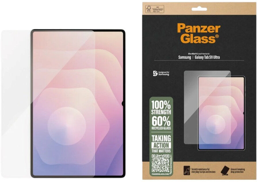 PanzerGlass Samsung Galaxy Tab S12 Ultra / S11 Ultra Skærmbeskyttelse - Ultra-Wide Fit - Gennemsigtig