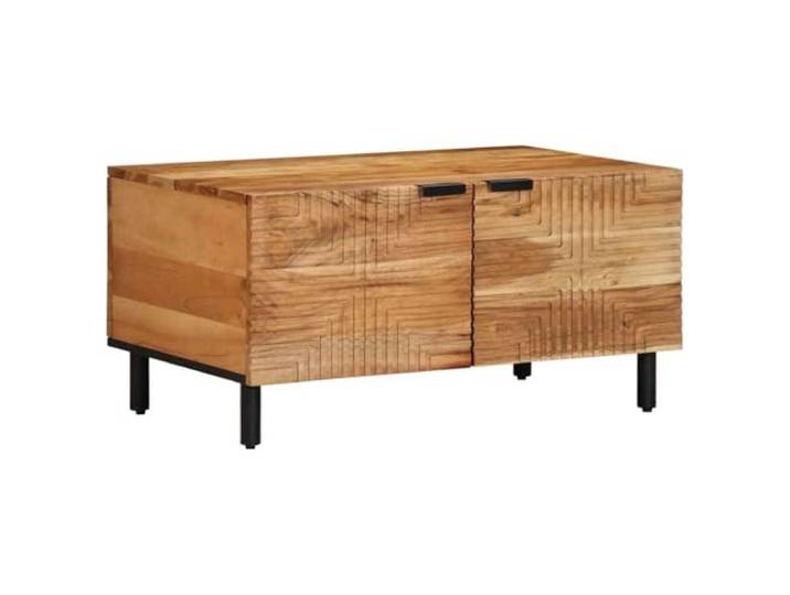 HEFZGDB Massivholz Akazie Couchtisch 80x50x40 cm mit Beinen und Stauraum für Wohnzimmer, Beistelltisch robust und stabil für Innenbereich und Außenbereich, einzigartige Maserung,