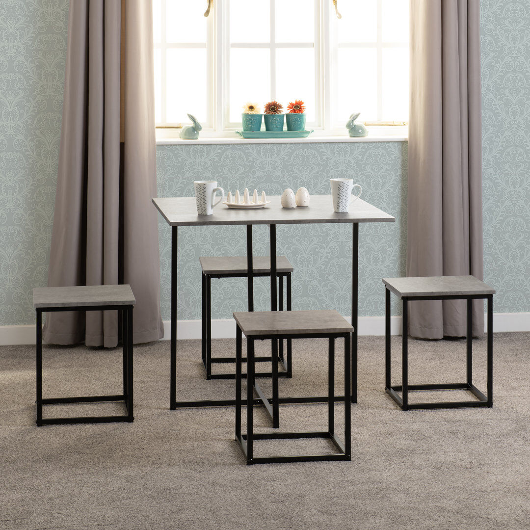 17 Stories Naazish 4 -Person Dining Set Stone 4