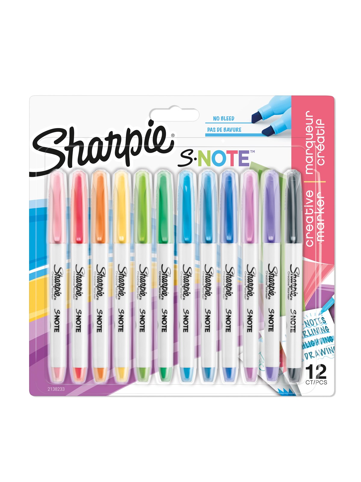 Sharpie S-Note Textmarker & Kreative Markerstifte | Schreiben, Malen, Markieren & Mehr | geschmischte Pastellfarben | 2-in-1 Keilspitze (Breit & Fein) | 12 Stück Highlighter