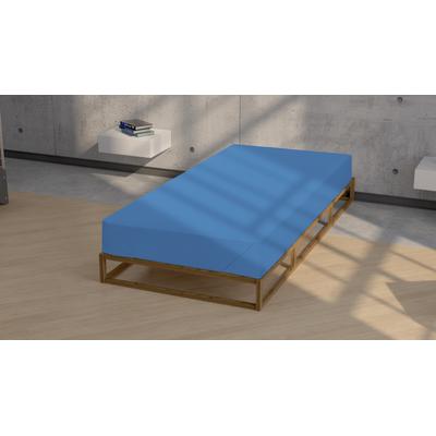 Betttuch BIBERNA "Bettlaken", blau (mittelblau), B:150cm L:250cm, Biber, Obermaterial: 100% Baumwolle, Bettlaken, wärmender Feinbiber, ohne Gummizug, hautsympathisch + atmungsaktiv