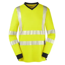 Warnschutz Langarmshirt "JACKSONVILLE" UV-Schutz - L - gelb/grau
