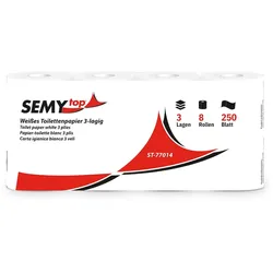 Plock GmbH Toilettenpapier SemyTop - 3-lagig - hochweiß - 64 Rollen - 9,3 x 11 cm