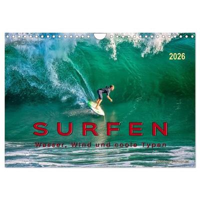 Surfen - Wasser, Wind und coole Typen (Wandkalender 2026 DIN A4 quer), CALVENDO Monatskalender