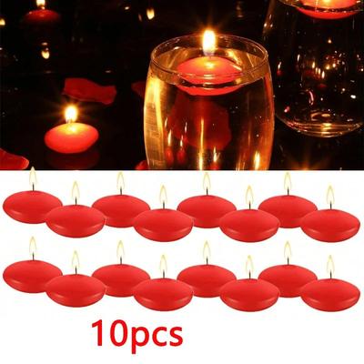 Uplift Treasures Unscented Floating Disc Candles For Romantic Decor 10pcs Red