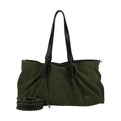 Shopper REBELLE "REBELLE Taschen Veloursleder/Textil", Damen, Gr. onesize, grün (dunkelgrün), Textil, Veloursleder, Taschen Shopper
