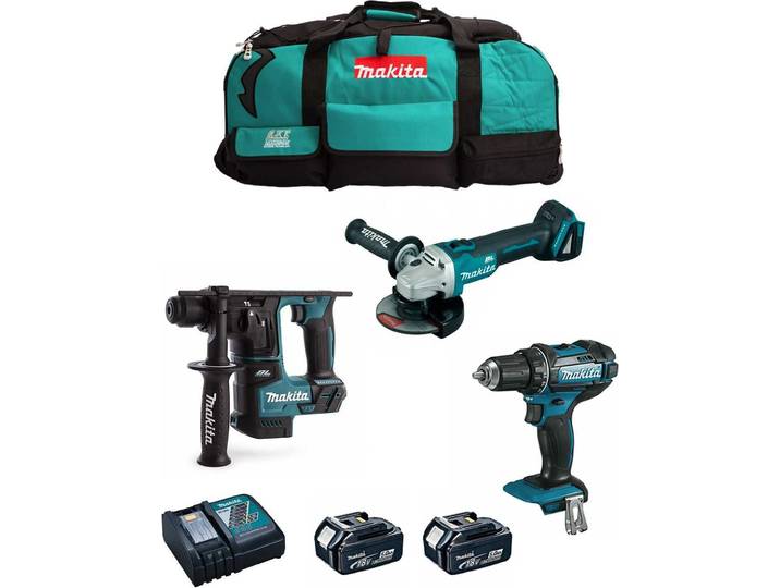 MAKITA Kit MK301 (DDF482 + DHR171 + DGA504 + 2 x 5.0 Ah + DC18RC + LXT600)
