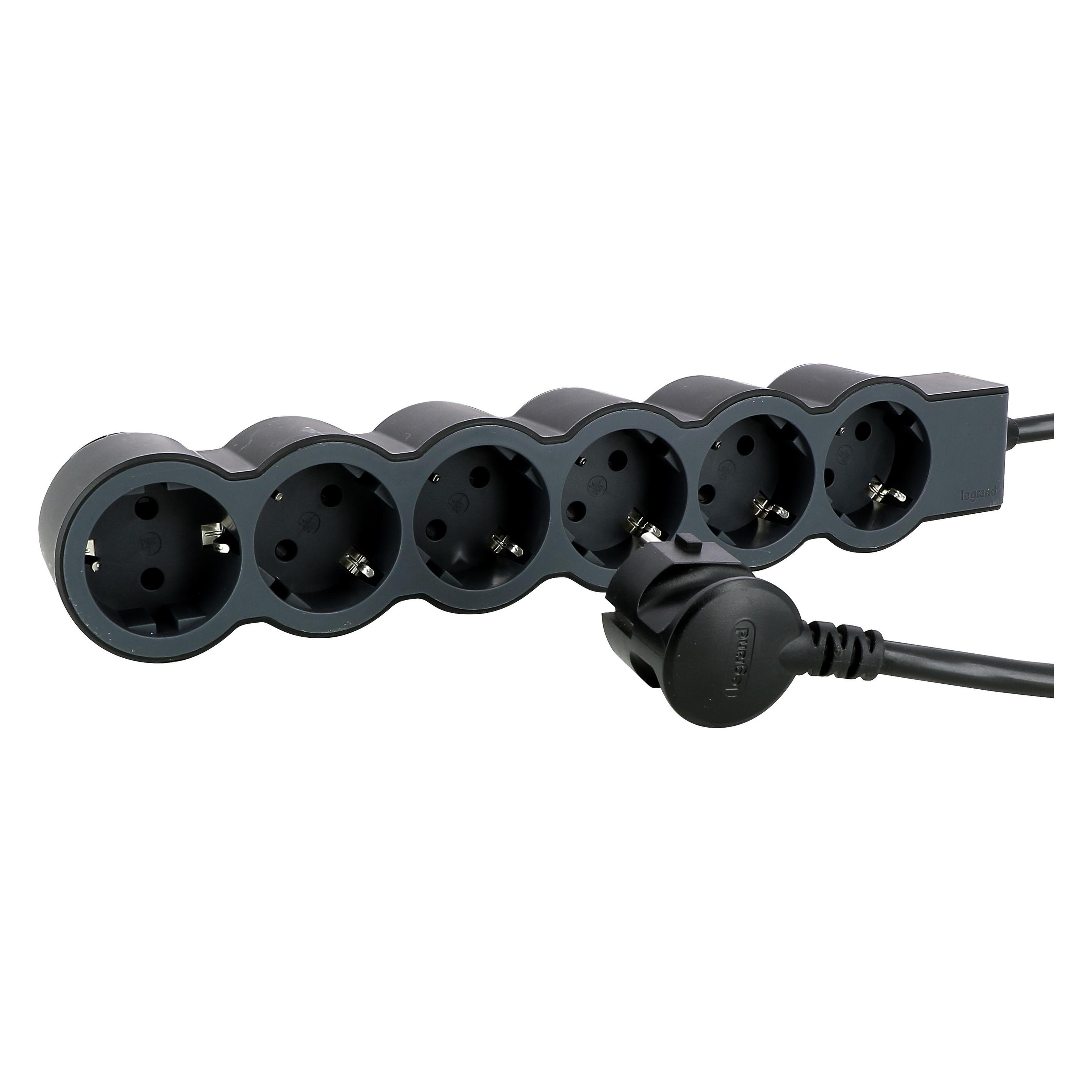 Legrand Flache Steckdosenleiste, 6-fach Steckdose (6x, CEE 7/7, 3 m) (694566)