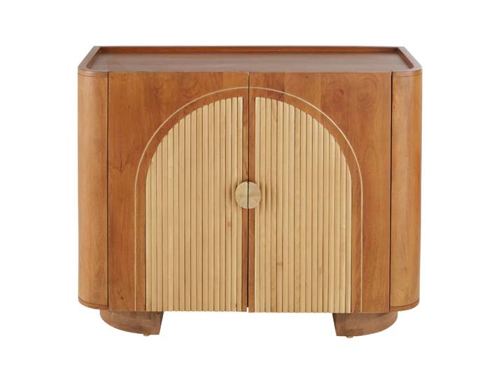 Buffet en bois de manguier et rotin, L100 cm