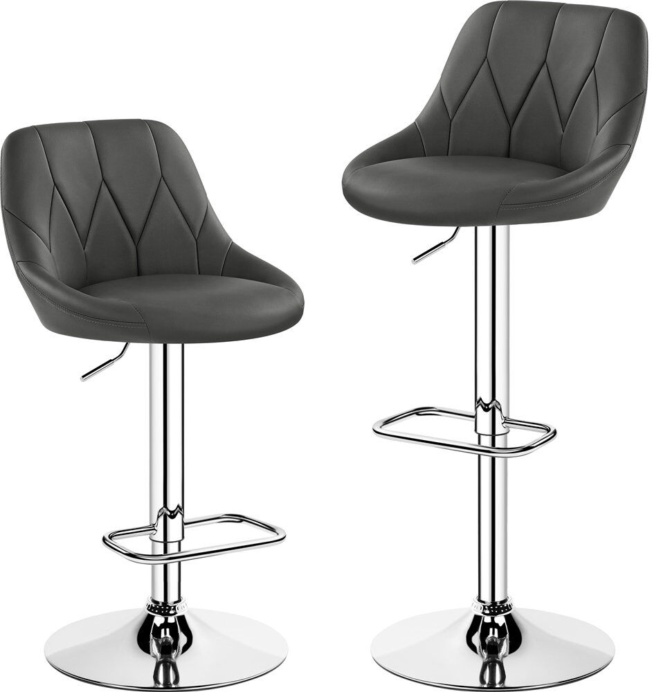Yaheetech color Height Adjustable Swivel Bar Stool Dark Grey 46cm W X 49cm D