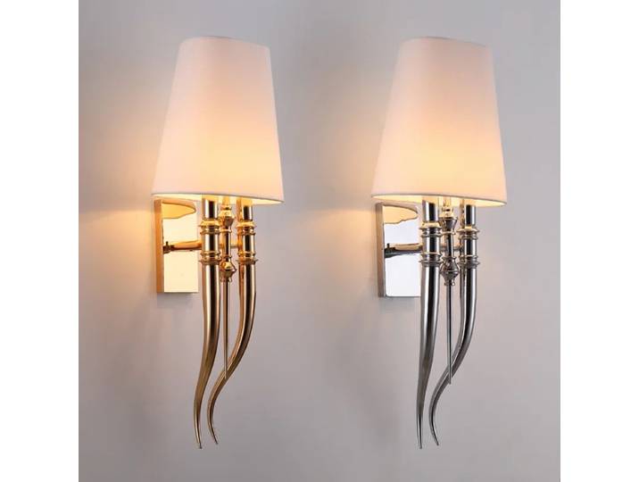 2025 tissu applique moderne fer appliques salle à manger salon chambre créative Double tête AC85-265V applique luminaires
