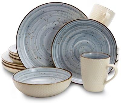 Elama Mellow 16-Piece Dinnerware Set in Powder Blue
