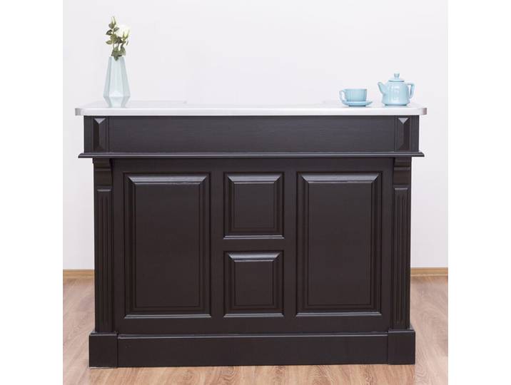Schwarze Bartheke im Landhausstil mit Zinkplatte