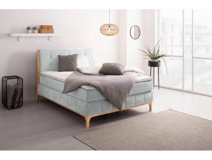 Boxspringbett, Grau titanio, 161x216 cm, Polyester, 7-Zonen-Taschenfederkernmatratze, Modern, OTTO Products