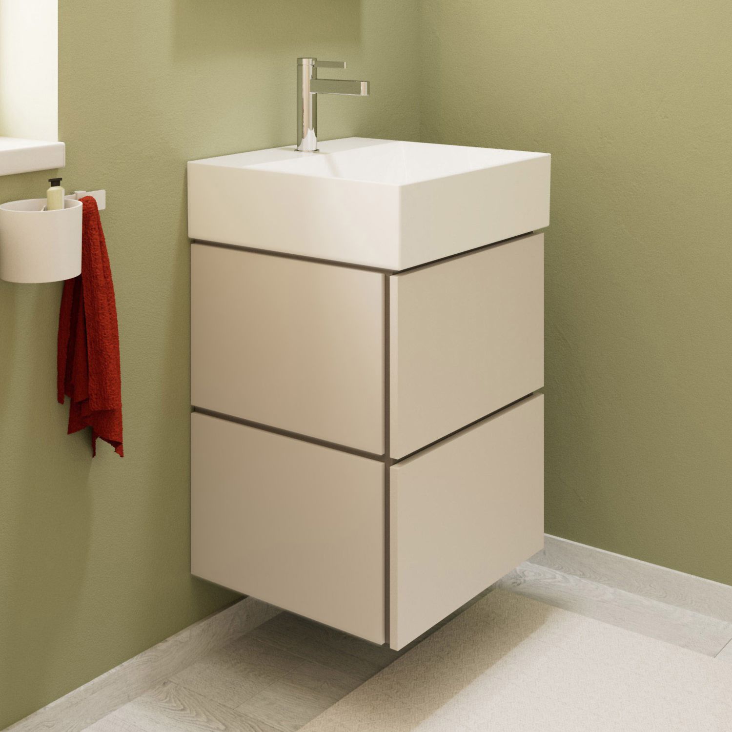 Hansgrohe Xilesa E Waschtischunterschrank 48 cm mit 2 Auszügen und Push Open Funktion