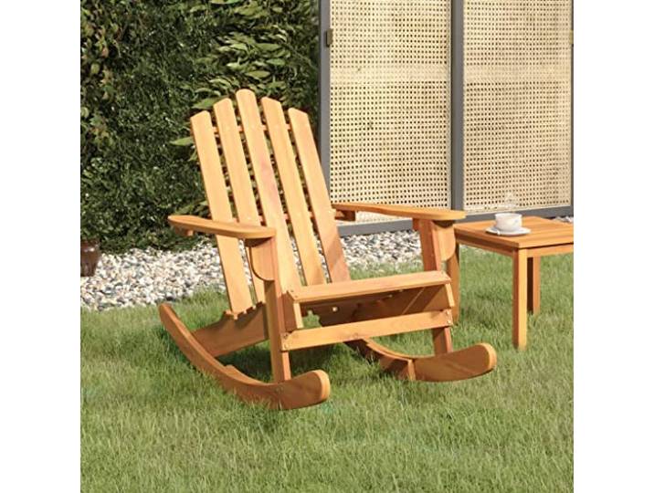 HEFZGDB Adirondack Schaukelstuhl aus massivem Akazienholz für Garten, Terrasse und Balkon Bequemer Schaukelstuhl mit hoher Rückenlehne und Breiten Armlehnen Robuster