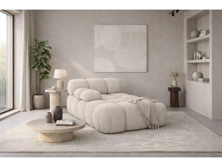 Kaiser Möbel Chaiselongue modular für Wohnzimmer, Bouclé-Stoff Abriamo, Selia, Chaiselongue, Chaiselongue-Modul zum Entspannen,Modernes Lounge-Design
