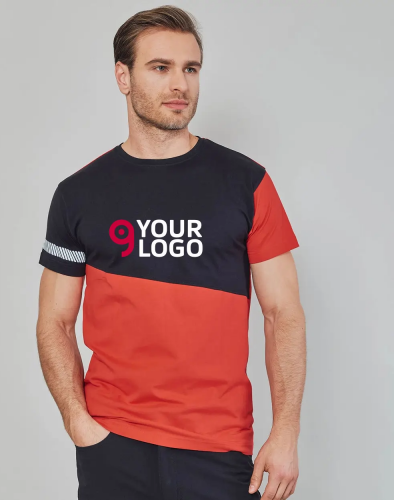 T-shirt bicolore Maastricht 100% cotone girocollo Personalizzate o neutre JRC