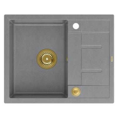 Quadron MORGAN 116 Spüle Silbersteinspüle mit Siphon Push To Open Goldfarbe 1 Becken mit (brak)