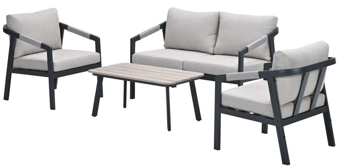 Garden Impressions Terni aluminium lounge sofa set - carbon black - desert sand