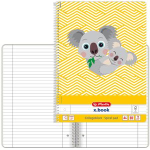 Herlitz Collegeblock Cute Animals - Koala, 400161793, A4, Innen- und Außenrand, 70 g/m², 80 Blatt, liniert