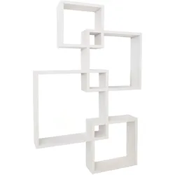 Mendler Wandregal HWC-P23, Schweberegal Wanddekoration Hängeregal Würfelregal Designregal, 4 Regale FSC® ~ weiß